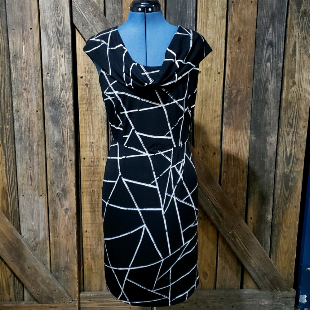 Tahari ASL Cowell Neck Dress